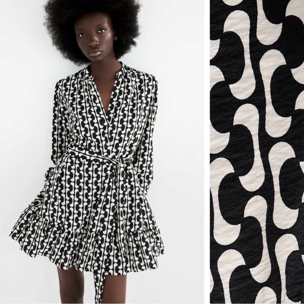 Zara Black White Pattern Dress